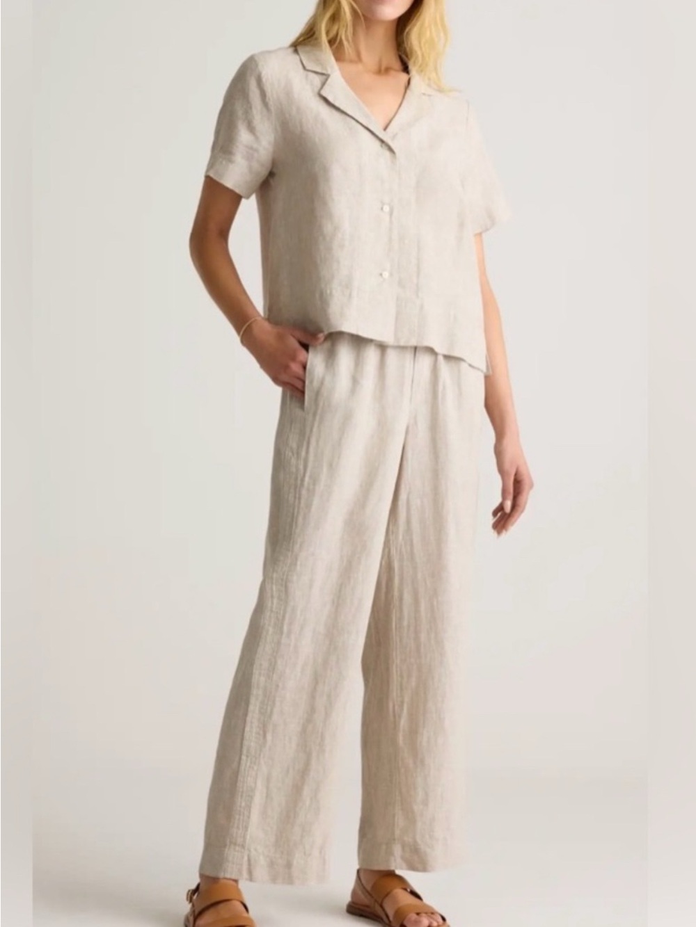 Quince 100% European Linen Wide Leg Pants in Driftwood Size Medium - Picture 2 of 15